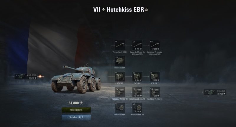 Hotchkiss EBR — французский легкий танк 7 уровня в World of Tanks