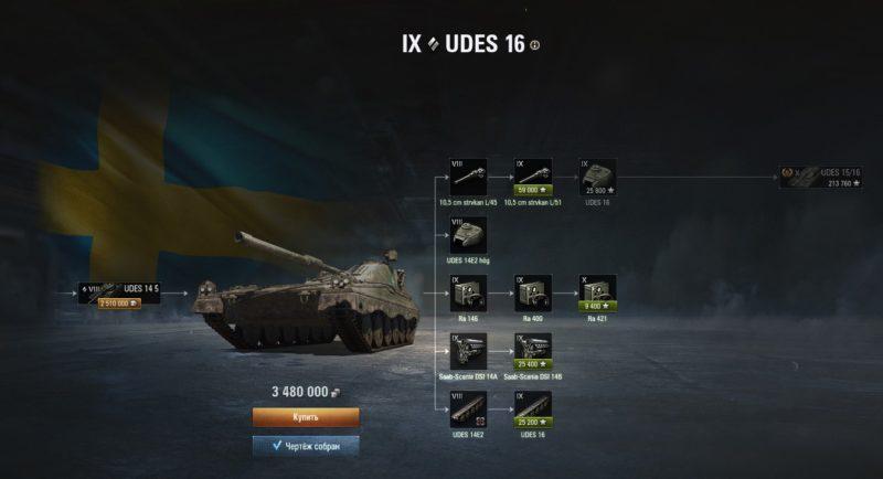 Udes 16 — шведский средний танк 9 уровня в World of Tanks