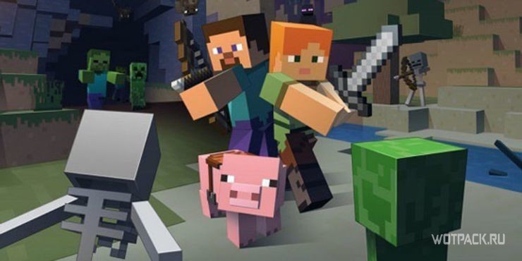 Minecraft – герои в окружении мобов