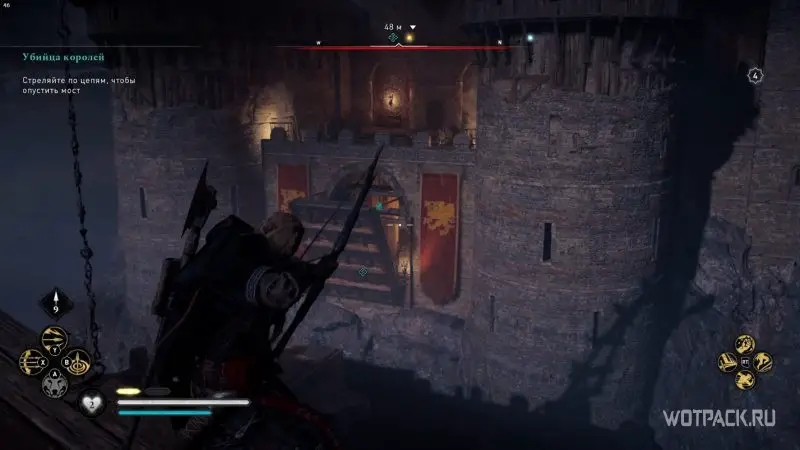 Assassin's Creed: Valhalla – Эйвор стреляет из лука по цепям моста
