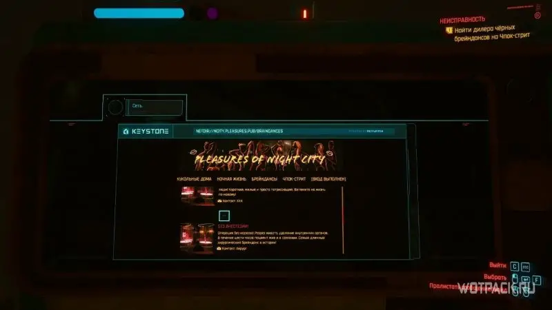 Cyberpunk 2077 – Терминал "Удовольствия в Найт-Сити"