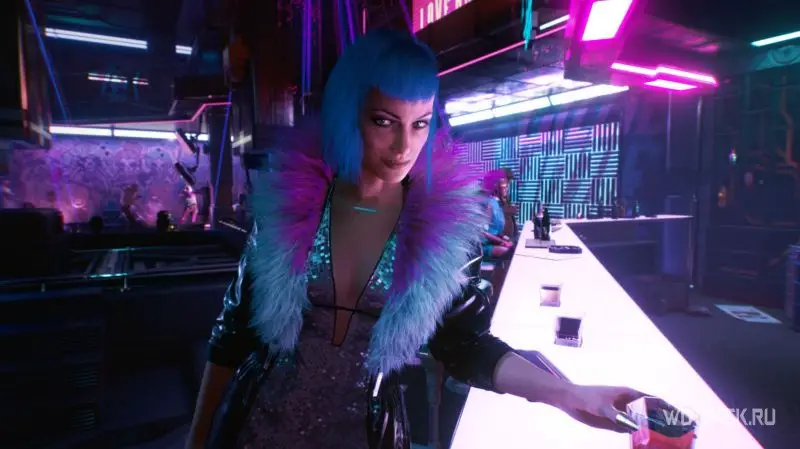 Сцена в баре из Cyberpunk 2077