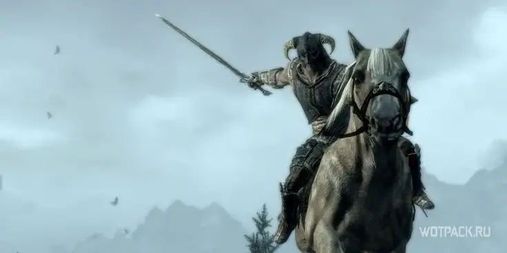 Skyrim – Довакин на коне с мечом