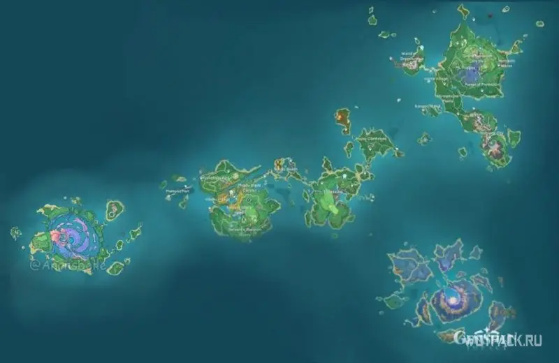 Карта Инадзумы в Genshin Impact 2.1