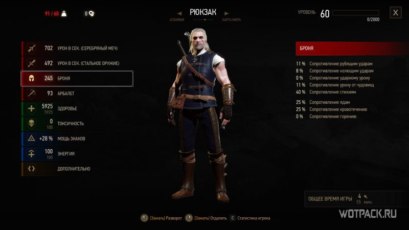 The Witcher 3 – Сет брони школы Кота (вид спереди)