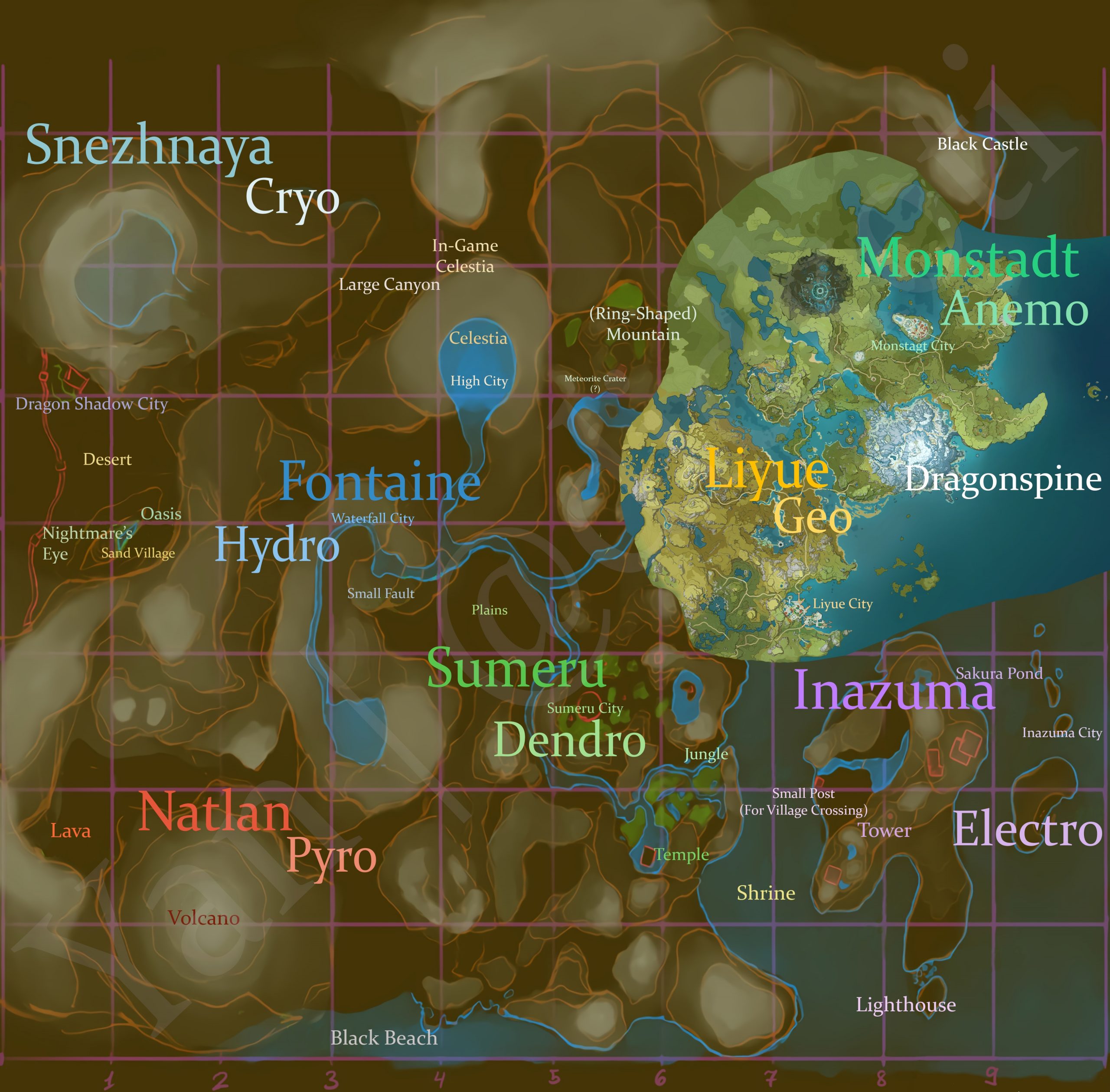 Карта боссов геншин