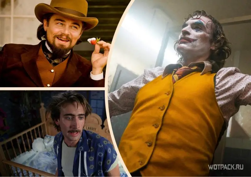 Leonardo DiCaprio, Joaquin Phoenix, Nicolas Cage. Collage