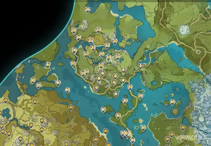 Все геокулы на карте в долине Бишуй Genshin Impact