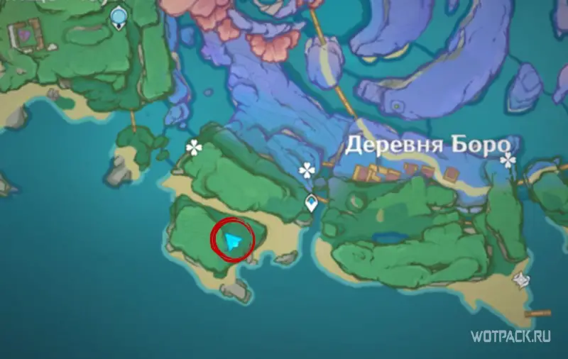 Записка Похитителей сокровищ на карте в Genshin Impact