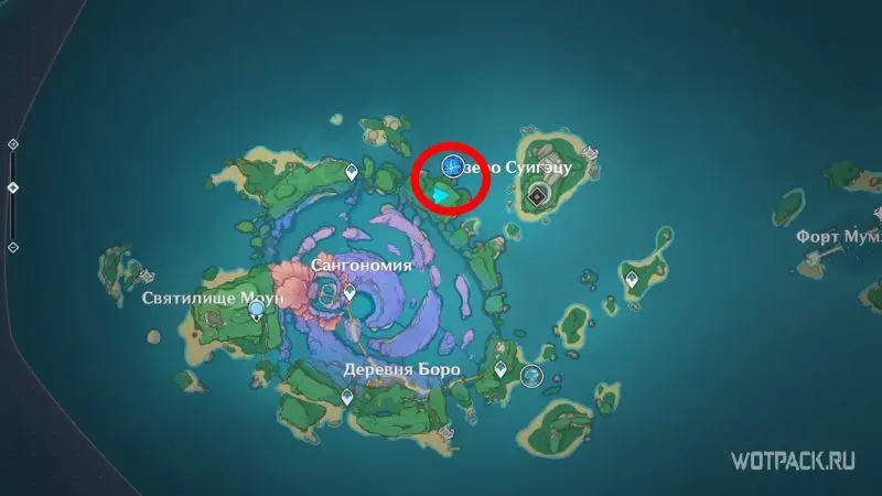 Гидро Гипостазис на карте Genshin Impact