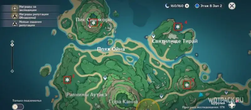 Гнездовья на карте Цуруми Genshin Impact