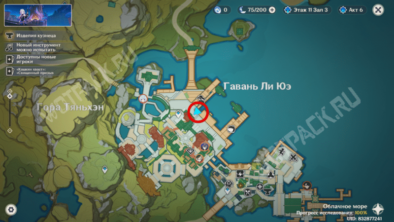 Расположение Ивановича на карте Ли Юэ