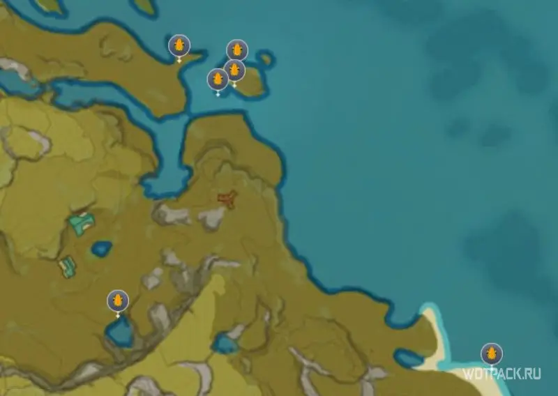 Грязевая лягушка на карте Genshin Impact