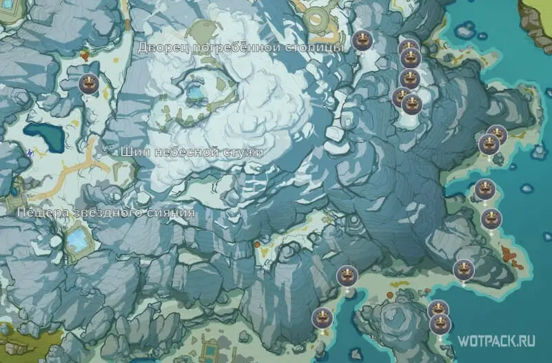 Снежный кабан на карте Genshin Impact