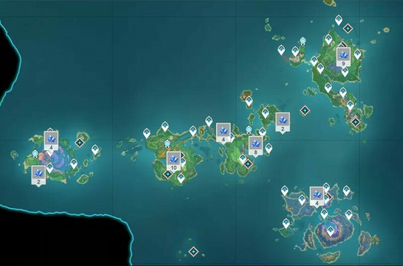 магические кристальные обломки на карте Инадзумы