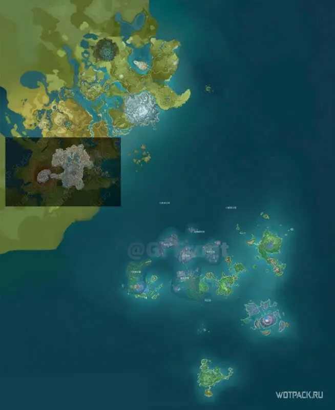 Карта Genshin Impact 2.5 с подземными локациями