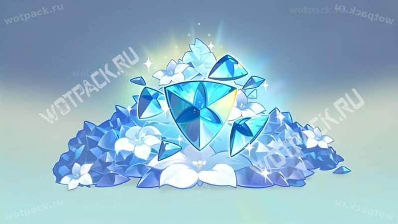 Кристаллы сотворения лежат на цветах в Genshin Impact
