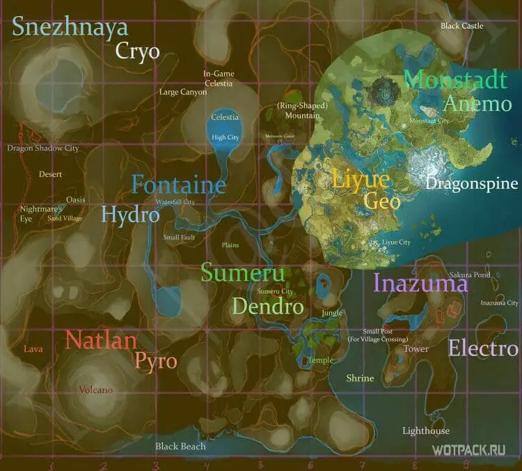 полная карта мира геншин