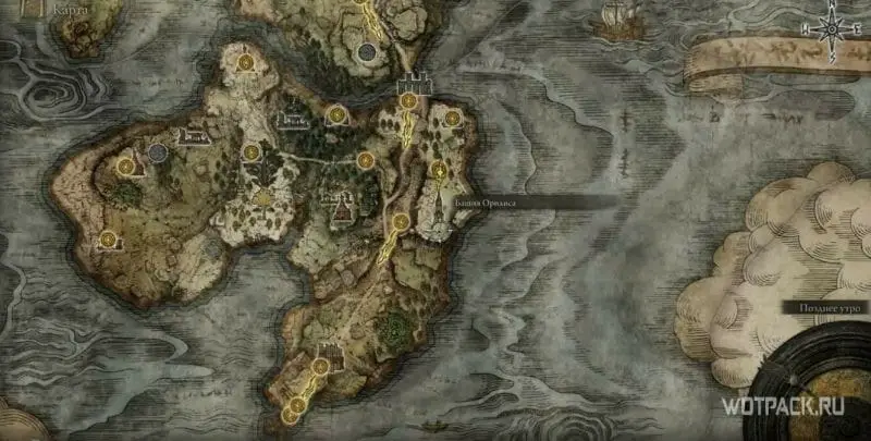 Башня Оридиса на карте