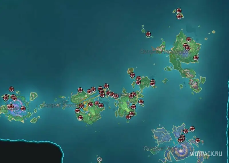 Расположение всех Кайраги на карте Инадзумы