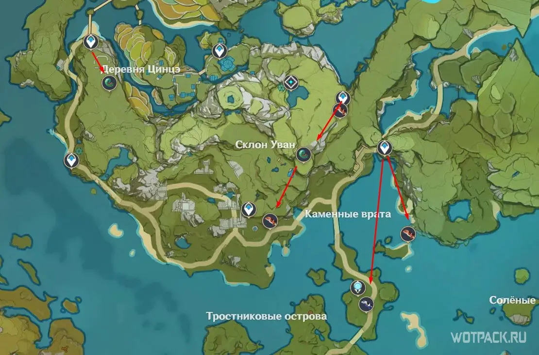 Хвост ящерицы в Геншин интерактивная карта. Хвост ящерицы Геншин карта.