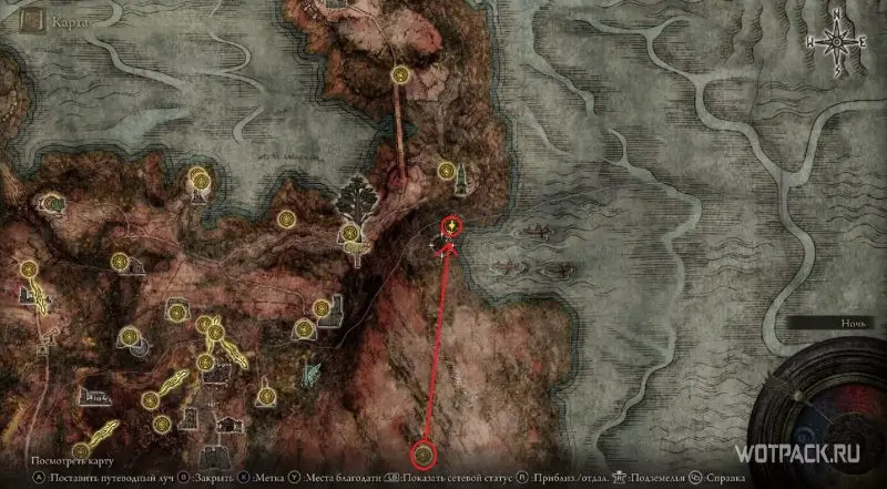 Location of the catacombs of the dead warriors on the map