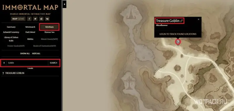 Гоблины на интерактивной карте в Diablo Immortal