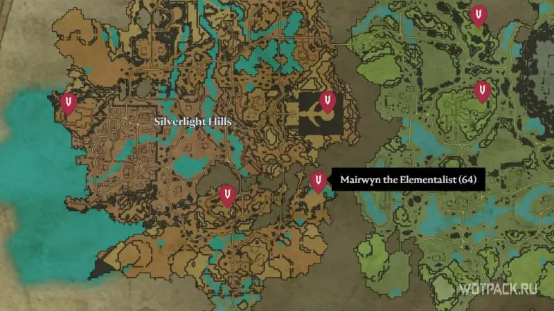 Vị trí của Elementalist Mairwyn trên bản đồ Vardoran