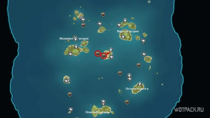 Сундуки в центре (карта)