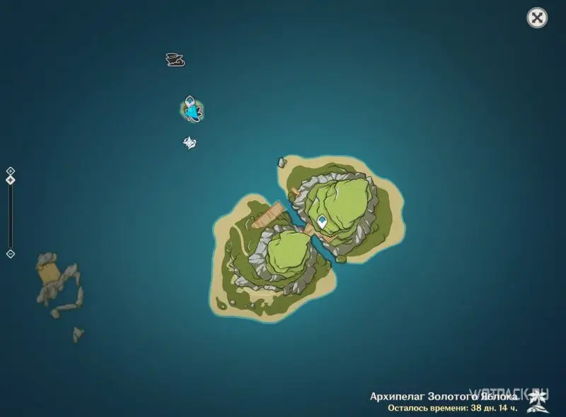 карта острова пудинга с безмятежными камнями