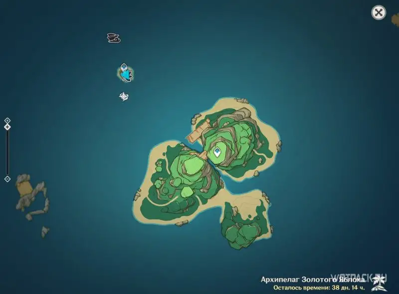 остров пудинга со светящимися камнями