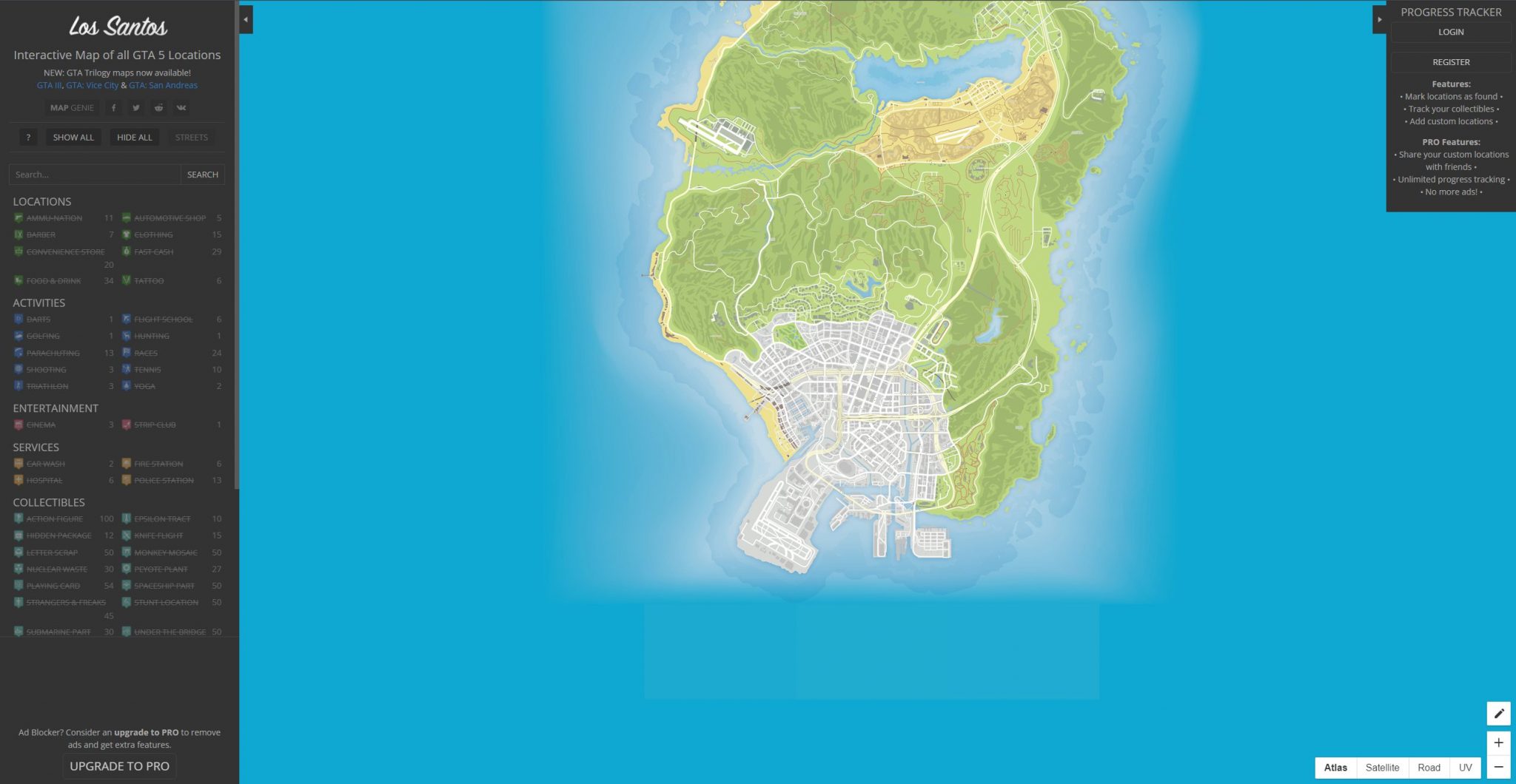 Cartes GTA 5 avec tous les symboles