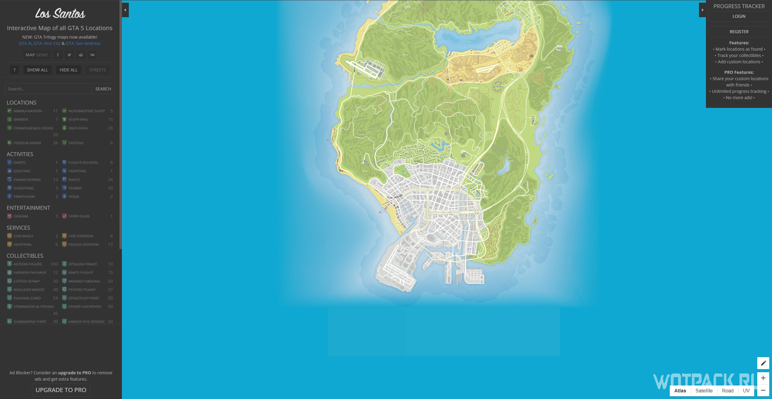 Interactive map for all GTA Online collectibles