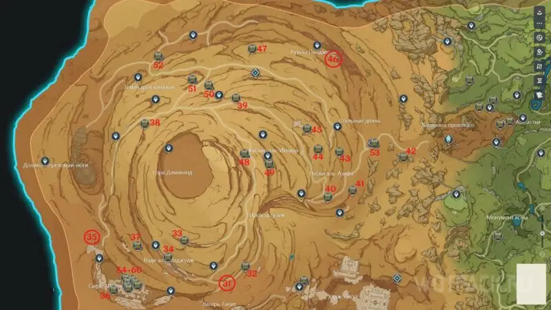 карта удивительных сундуков в пустыне Хадрамавет