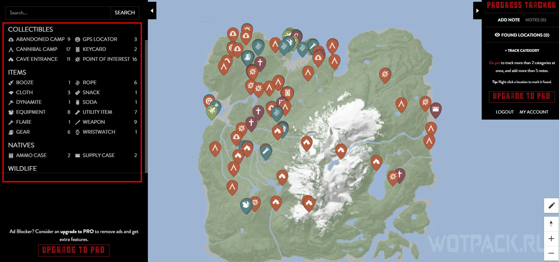 Mapa interativo Sons of the Forest: armas, itens, equipamentos e