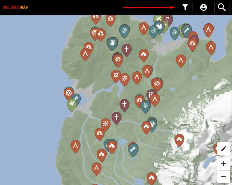 Mapa interativo Sons of the Forest: armas, itens, equipamentos e