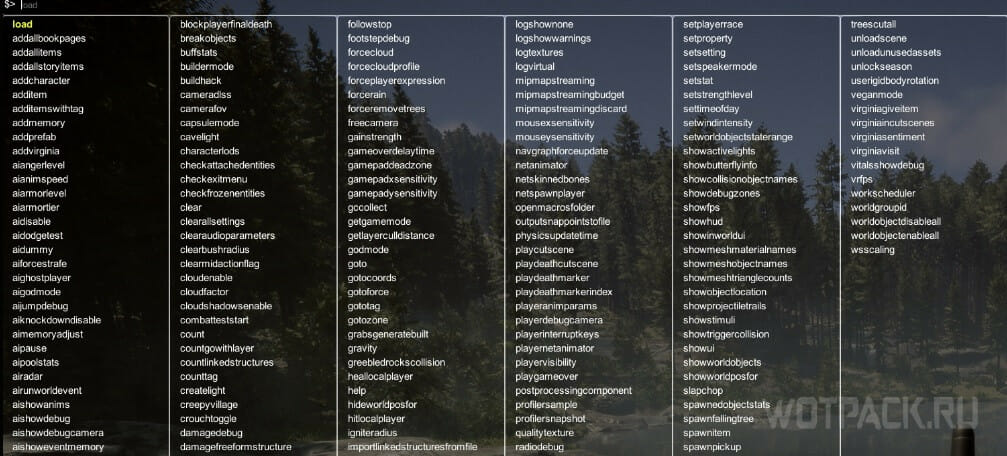 Cheats Sons Of The Forest: all codes and console commands