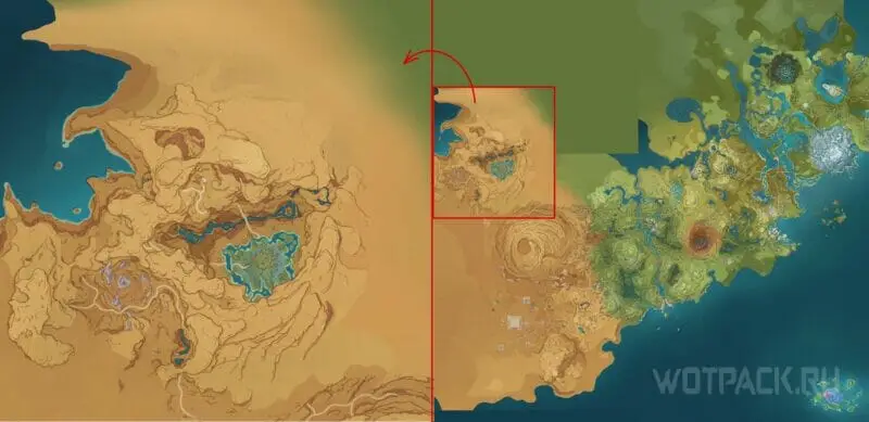 expansão do território de Sumeru em Genshin Impact 3.6 no mapa