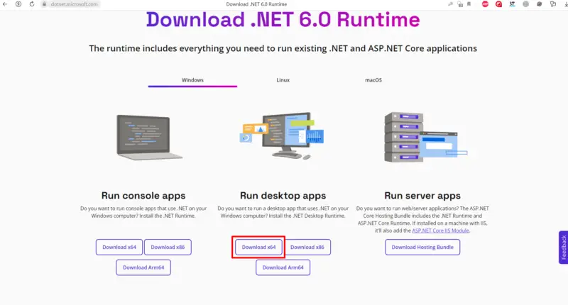 Установите NET Runtime Desktop версия х64
