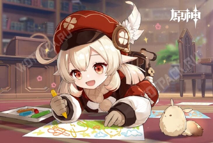 Кли рисует на полу в библиотеке