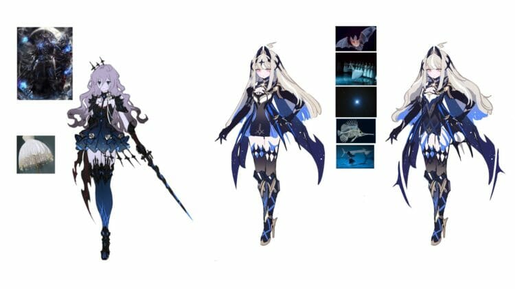 Skirk's appearance in Genshin Impact: all concept art