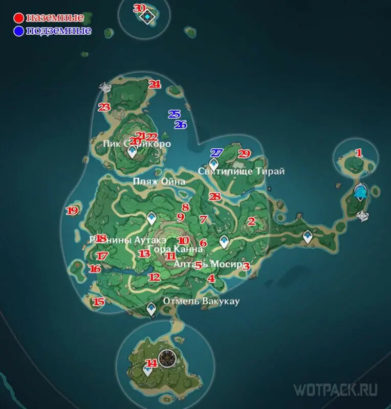 карта Электрокулов на острове Цуруми