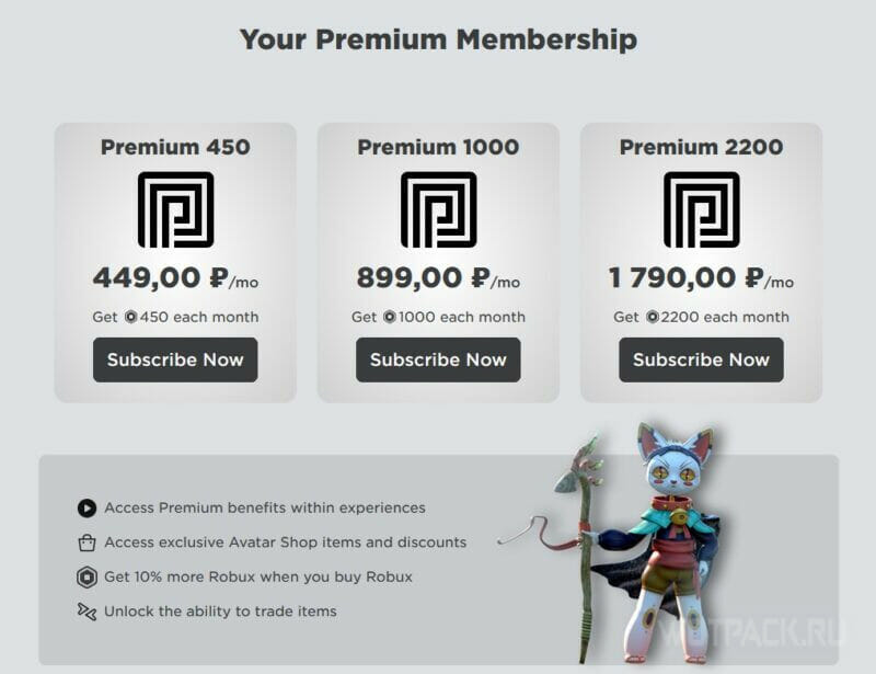 Подписка Roblox Premium