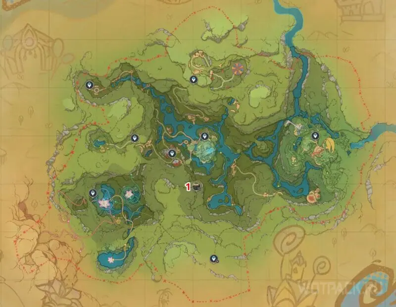Расположение скрытых сундуков на карте Миража Велуриям