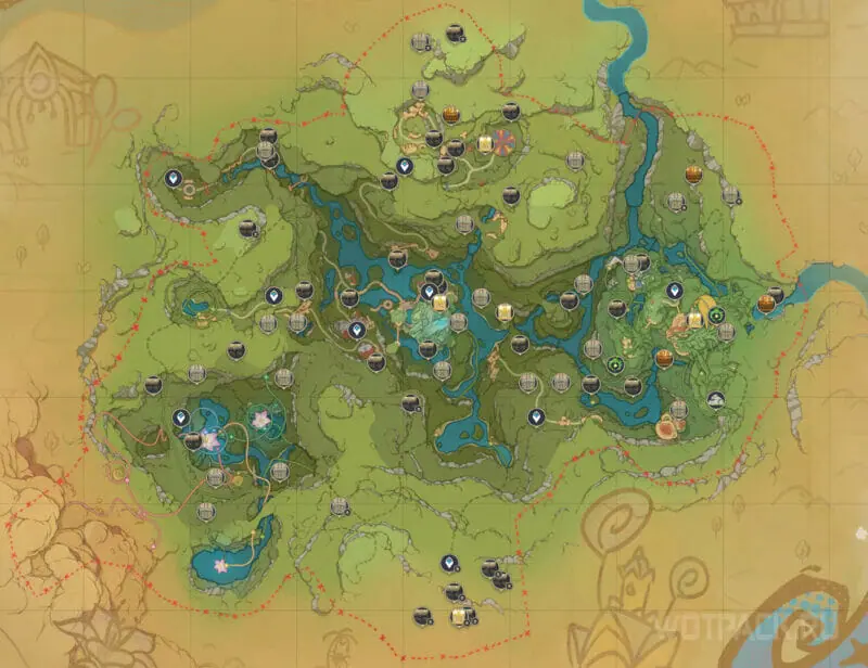 Расположение всех сундуков на карте Миража Велуриям