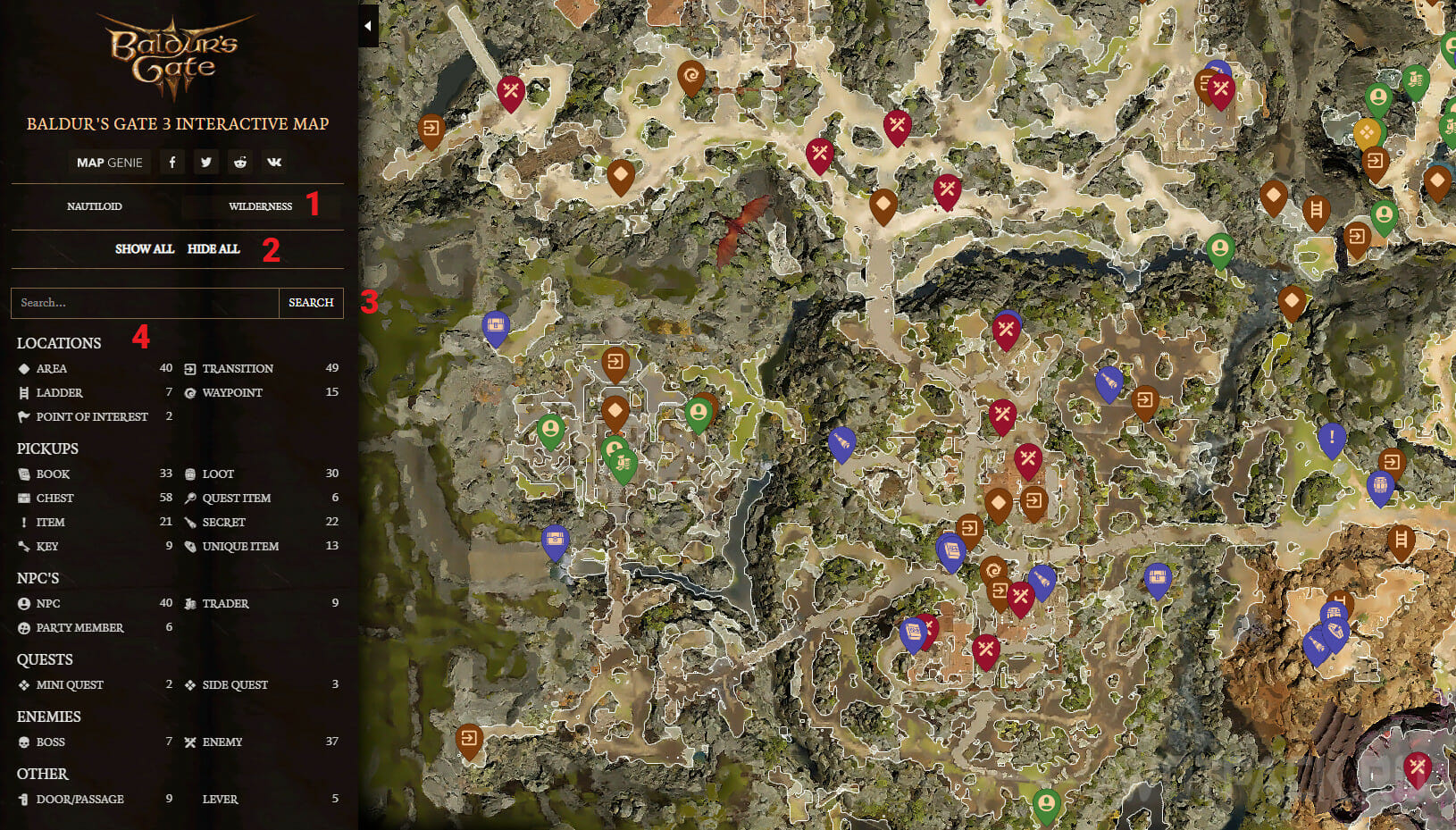 Baldurs Gate 3 World Map Interactive All Symbols