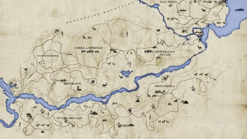 Интерактивная карта Red Dead Redemption 1