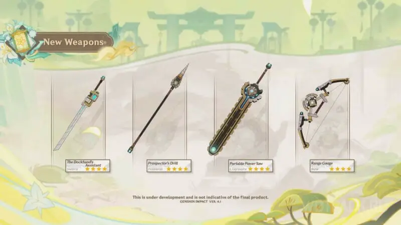 Draagbare kettingzaag in Genshin Impact: hoe je hem kunt krijgen en voor wie het zwaard geschikt is