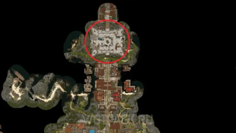 Расположение крепости на Змеиной скале на карте