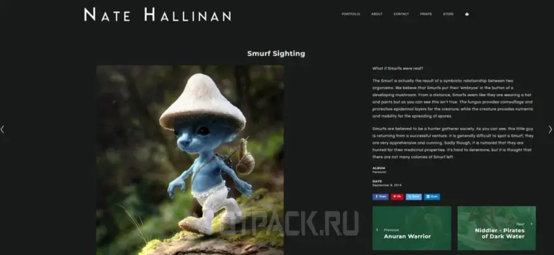 Cat Smurf na spletni strani Natea Hallinana